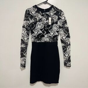 Women’s ROMERO JULIET Couture Lace Floral Dress Long Sleeve Black, Size …